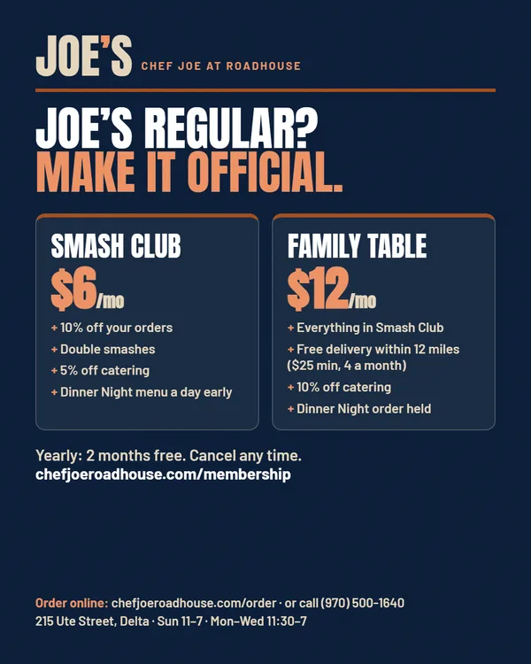 Memberships post: Smash Club and Family Table