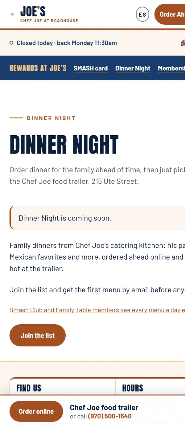 Dinner Night coming soon page
